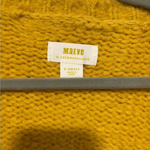 Maeve by Anthropologie Mustard Yellow Bunny Cardigan – Size XS – Wool Blend Knit - Picture 2 of 3